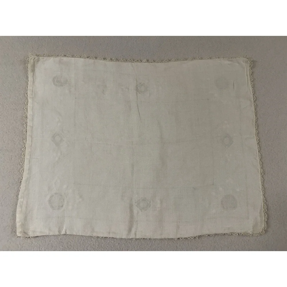 Vtg Handmade Pillow Sham Embroidered Cutwork Crochet Lace Victorian 14x19 Shabby